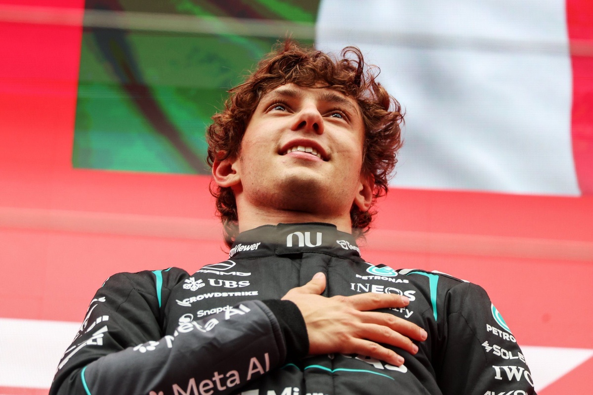 Antonelli 香檳瓶寫生日祝福：19歲新星比利時奪冠獲讚